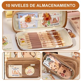 CAVIGLTE Capibara Estuche, Capibaras Estuche para Lapices, Capybara Estuche, Capivara Lapiceras, ExtraíBle Lapiceras Escolares Estuchera, Bolsa de Almacenamiento Multiusos para Estudiantes（B）