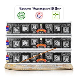 Satya Super Hit Incense Sticks, Satya Bng (Bangalore) 15gmx3 Pack (45 GMS) with Raajsee Insense Holder Bundle, Satya Nagchampa Natural