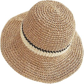 Women Straw Hat Summer Wide Brim Foldable Packable Sun Hat For Girls Ladies Roll up Floppy Beach Straw Cap Safari Hat UV Protection Bucket Cap Visor Hat for Vacation Holiday Outdoor Beach Gardening