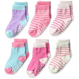 Jefferies Socks unisex child Non-skid Cotton Crew 6 Pair Pack Socks, Girl Multi, 12-24 Months US