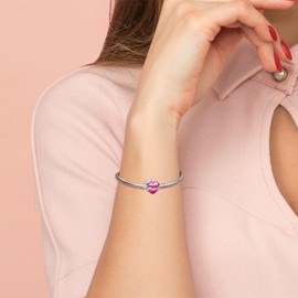 TCZNAF 2025 Graduation Charm Heart Graduation Pendant Compatible with European Bracelets Necklaces Graduation Jewellery Gift, Sterling Silver Cubic Zirconia