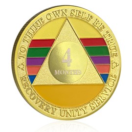 CHURYUML 4 Month Sobriety Coin 120 Day Chip Colorful Triplate AA Coins Recovery Medallions Four Month Sober Token Sobriety Gifts for Women Men Alcoholics Anonymous Addiction Recovery Gift