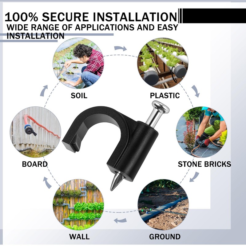 Leriton 100 Pcs Drip Irrigation 1/4" and 3/8" Tubing Mounting