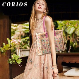 CORIOS Women's Canvas Handbag Ethnic Style Tote Bag Retro Shoulder Bag with Tassels Summer Beach Bag Large Capacity Hobo Bag Bohemian Top Handle Bag for Vacation Beach Travel Daily Use, Multicolour A,