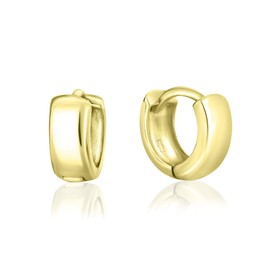 DTPsilver - Women's Hoop Earrings Hinge Small - Earrings 925 Sterling Silver Yellow Gold-Plated or Rose Gold-Plated - Thickness 2 mm - Width 4.5 mm - Diameter 10 mm, Sterling Silver