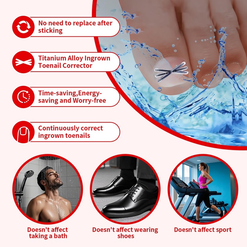 Upgraded Titanium Alloy Ingrown Toenail Corrector with Upgraded 6-Angle Shape,3x