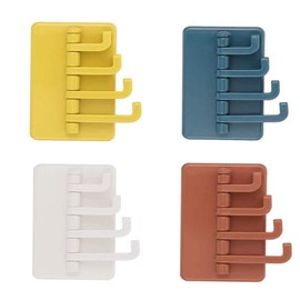 Hoshen 4PCS 180° Flexible Rotating Simple Hook, Creative Bathroom and Toilet, Strong Nail-Free Hook, Seamless Wall Hook, Clothes Hook - Four Color