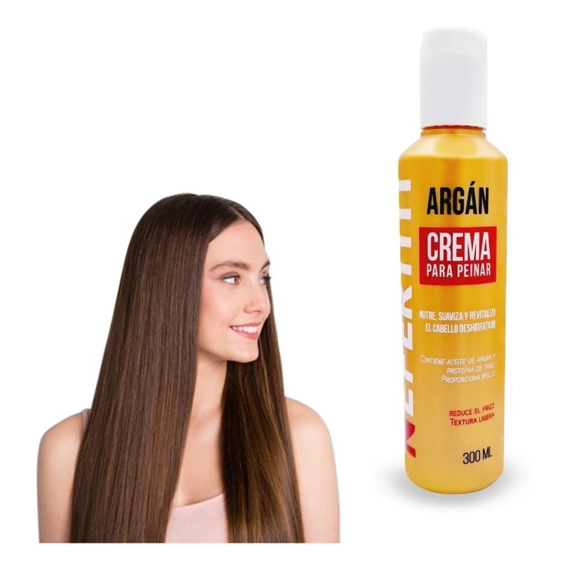 Crema Para Peinar Hidratante Aceite De Argan Nefertiti 300ml