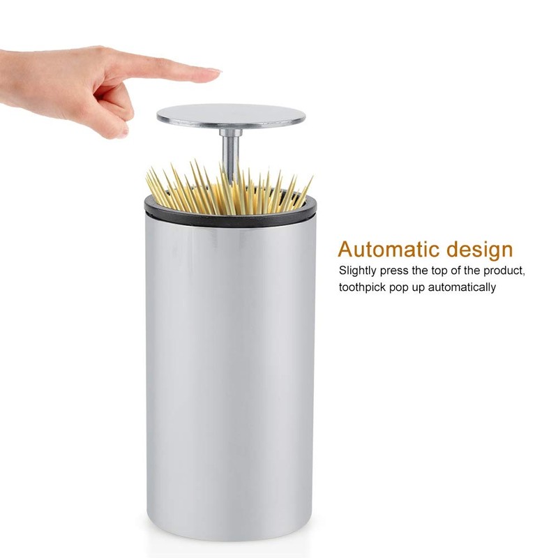 Hygienic Toothpick Dispenser, Pressing Type Tooth-Pick Holder, Durable Fully Enclosed