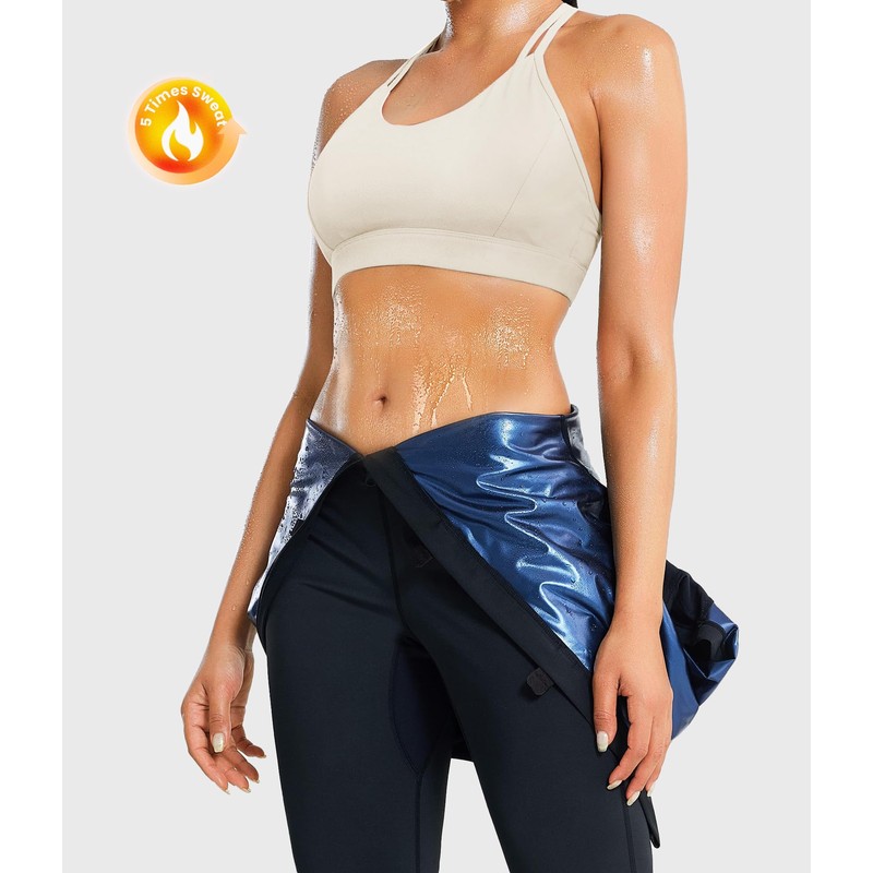 Junlan Sauna Suit Women Full Body Sauna Sweat Suit(Blue,Small)