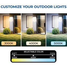 JMKMGL 55W LED Flood Light Outdoor, 7150LM Super Bright Security Light, 3000K/4000K/5000K Selectable, IP65 Waterproof, ETL Listed Exterior Lighting for Garage, Yard, Wall Mount, 2 Pack (White)