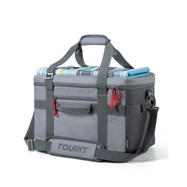 TOURIT Insulated Collapsible Cooler Bag, 48-Can 32L Large Soft Cooler for Picnic, Beach, Work, Travel, Grey