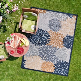 CAMILSON Indoor Outdoor Rug Multicolor 7’10”x10’ Floral Exotic Tropical Area Rugs for Indoor and Outdoor patios Easy-Cleaning Non-Shedding Living Room Garden and Kitchen Washable Outside Carpet (8x10)