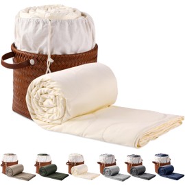 KOSMU Silk Comforter Queen Size | 100% Mulberry Silk Fill with Organic Bamboo Viscose Shell | Summer Cooling Blanket for Hot Sleepers, Lightweight Breathable All-Season Bedding (Cream, 90"x90")