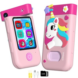 Makolle Kids Smart Phone for Girls,Christmas Birthday Gifts Age 3-10 2.8'Touchscreen Toddler Learning Toy Story Phones for Children and Dual Camera, Music Player, with 32G SD Card-Pink