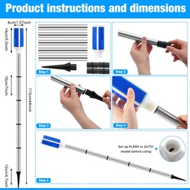 Rossesay 4 Pack 44'' Solar Powered Driveway Markers Reflective Landscape Lights with Drill Bit Gloves for Snow Road Parking Outdoor Yard(Blue)