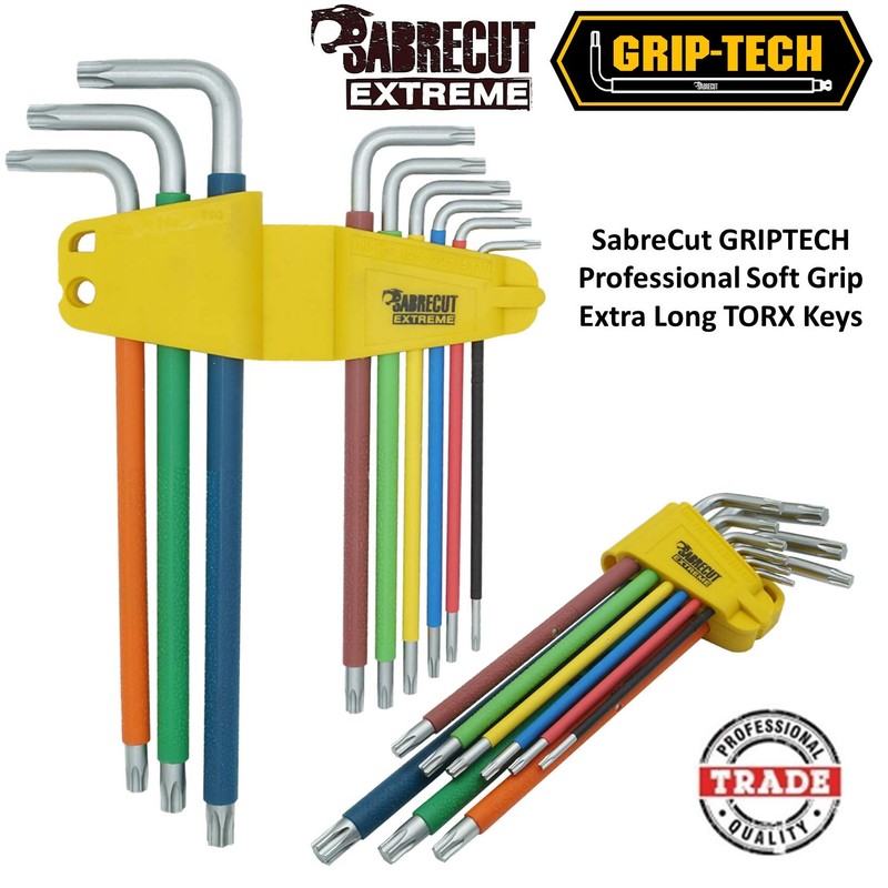 9 Piece SabreCut SCTX009S Soft Grip Extra Long Torx Key