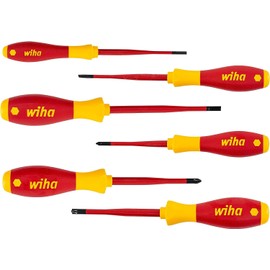 Wiha 3201 SoftFinish electric slimFix Schlitz / Phillips / Pozidriv Xeno Flat Screwdriver Set, 6 Pieces