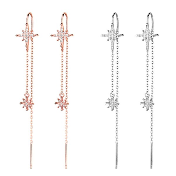 CQQNIU 2 Pairs of Star Tassel Earrings, Long Earrings, Fashionable