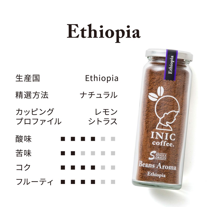 INIC coffee Beans Aroma Ethiopian Bottle, 1.9 oz (55 g),