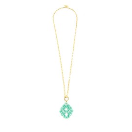 ZENZII Colorful Deco Pendant 2-in-1 Necklace with Toggle - Long Fashion Swirl Emblem Acrylic Charm with Silver and Gold Chain for Women (Mint)