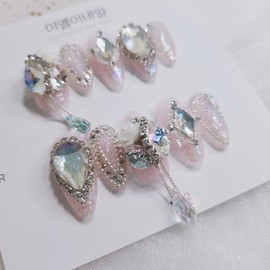 [Premium Nails] Handmade Dangle Stone Handmade Nail Tips - Skeletor / [프리미엄네일] 수제댕글 스톤 수제네일팁 - 스켈레토