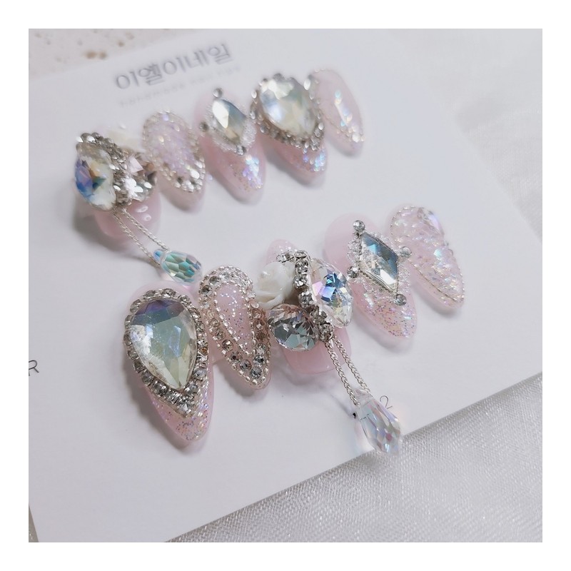 [Premium Nails] Handmade Dangle Stone Handmade Nail Tips - Skeletor