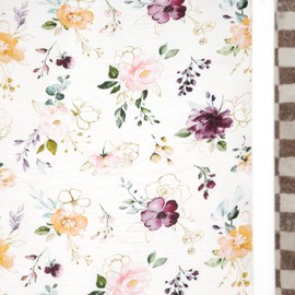 GRSSDER Soft Muslin Crib Sheet 1 Pack, 100% Cotton Crib Sheets for Boys and Girls, Fit Standard Crib Mattresses 52" x 28"Safe and Snug, Stylish Purple Flora Pattern