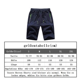 JustSun Men's Shorts Sports Shorts Cotton Stretch Fabric with Zip, blue