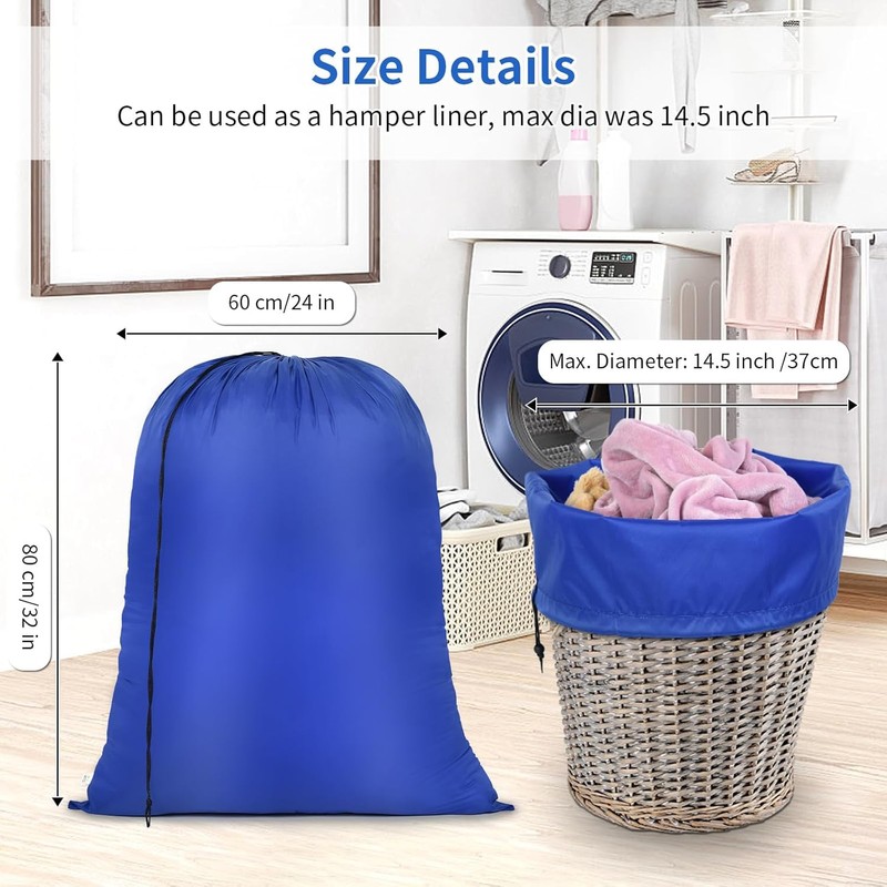 OTraki 24x32 inch Heavy Duty Laundry Bag 2 Pack Drawstring