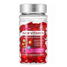 MULPG Hair Treatment Serum,Vitamins A C E Pro B5,No Rinse Essence for Frizzy and Dry Damaged Hair,with Argan Avocado & Moroccan Oil (40 Capsules)