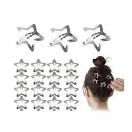 Naisfei 50 Pcs Star Hair Clips,3CM Wide Star Shape Silver Hair Clips,Metal Hair Clip, Girls Hair Clips Non Slip Metal Stars Hair Pins Accessories Snap Hair Barrette,for Teen Girls Women