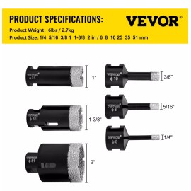 Vevor Kit De Sierra Perforadora Para Baldosas Broca De Diamante