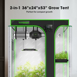 VIVOSUN D325 2-in-1 3x2 Grow Tent, 36"x24"x53" High Reflective Mylar with Multi-Chamber and Floor Tray for Hydroponic Indoor Plant