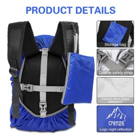 Crenze Backpack Rain Cover, 15-90L Waterproof Rucksack Cover with Reflective for Hiking Camping Traveling Cycling