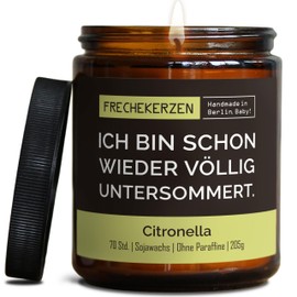 Lustige Citronella Kerze mit sommerlichem Spruch | Handgemacht aus Sojawachs | In Geschenkbox | Nachhaltiges Valentinsgeschenk, Garten Liebhaber, Pflanzen Freunde, Veganer