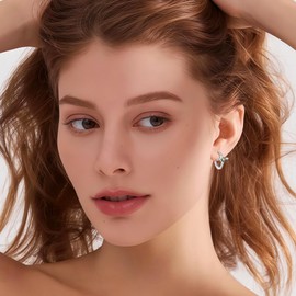 Lwsary Infinity Cross Hoop Earrings 925 Sterling Silver Crucifix Christian Religious Huggie Earrings Heart Peridot August Birthstone Jewelry for Women