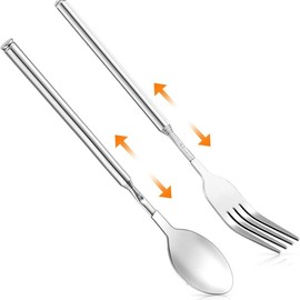 Extendable Fork, 8.7 to 25.4 Inch Long Fork Prank, Telescopic Fork, Retractable Fork BBQ Dinner Fruit Dessert Extended Fork Sturdy and Durable Stainless Steel Comically Tableware (1pcs) - size: 2