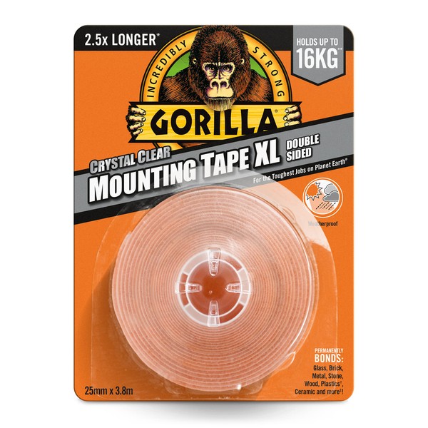 Gorilla 3044121 Double Sided Mounting Tape XL Clear 3.8m