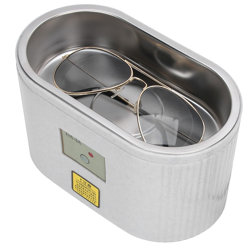 600ml Mini Ultrasonic Denture Cleaner Jewelry Eyeglasses Stainless Steel Cleaning