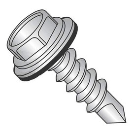 1/4" x 1 Self Drilling Screws Rubber Washer (Quantity: 100 pcs) Unslotted Indented Hex Washer Head, Zinc Plated w/Bonded NEO-EPDM Washer Attaches Metal to Metal, 1/4"-14 x 1, 3 Drill Point