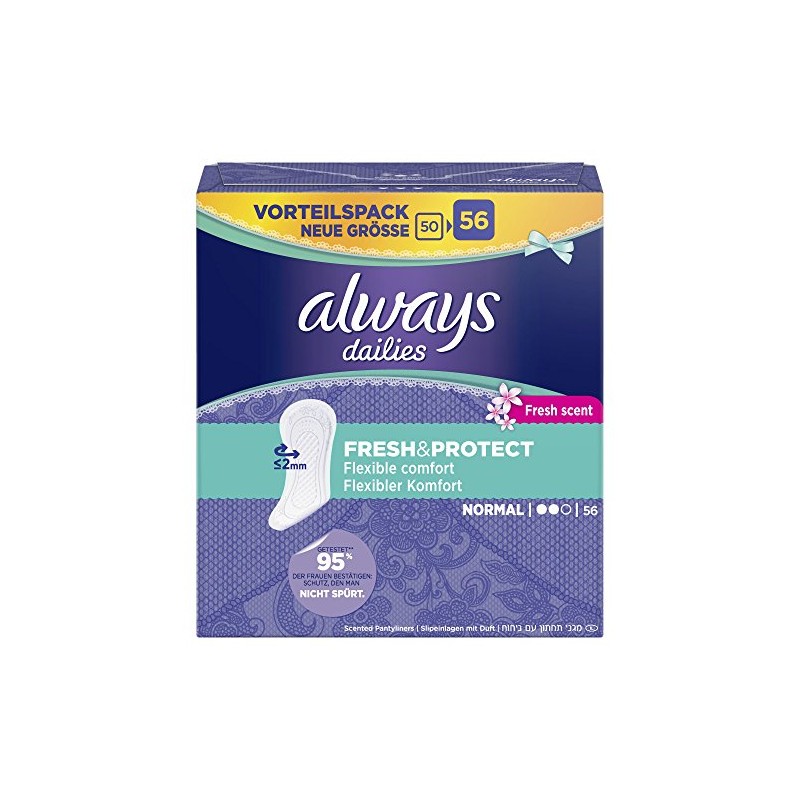 Always Fresh & Protect Breathable Pantyliners Normal Set of 56)