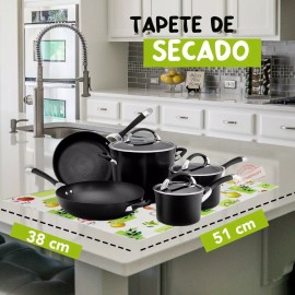 J.H. Company Tapete De Secado Microfibra Trastes Cocina Vajilla 10415 Color Manzanas