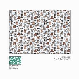 Puppies Wrapping Paper, Cute dogs wrapping paper, Puppy Wrapping Paper Multi Pack 5 Sheets 5 Tags, Puppy Gift Wrap, Dog Lover Wrapping Paper