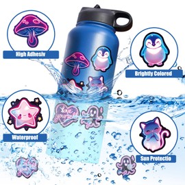 Water Bottle Stickers 200 Pcs Cute Cool Neon Sticker Packs, Classroom Rewards Prizes for Kids, Waterproof Vinyl Stickers for Water Bottles Laptop Scrapbooking Skateboard Journal Guitar Suitcase etc