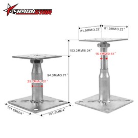RYANSTAR RACING RV Steps Stabilizer Adjustable Floor Support Jacks - Set of 4, Ideal for Floor Joists,Mini Screw Jack (3.5" to 6" Extension)
