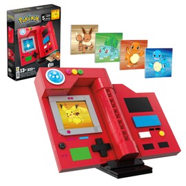MEGA Pokémon Building Toys Set, Kanto Region Pokédex with 322 Pieces, Light and 5 Lenticular Cards, for Kids or Adult Collectible