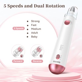 Electric Nail Drill, 8-in-1 Cordless Electric Nail File with LED Light, 5 Speeds Rechargeable Manicure and Pedicure Kit Hand Foot Care Tool for Nail Grinder Trim Polish for Women Baby