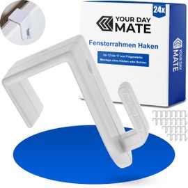 Window Hooks for Hanging, 24 pcs, in White, Decorative Hooks for 0.47 to 0.67" sash Thickness, Door Hooks Without Gluing and Drilling, Window Clip for Fairy Lights, Decorative Pendant, Door Wreath