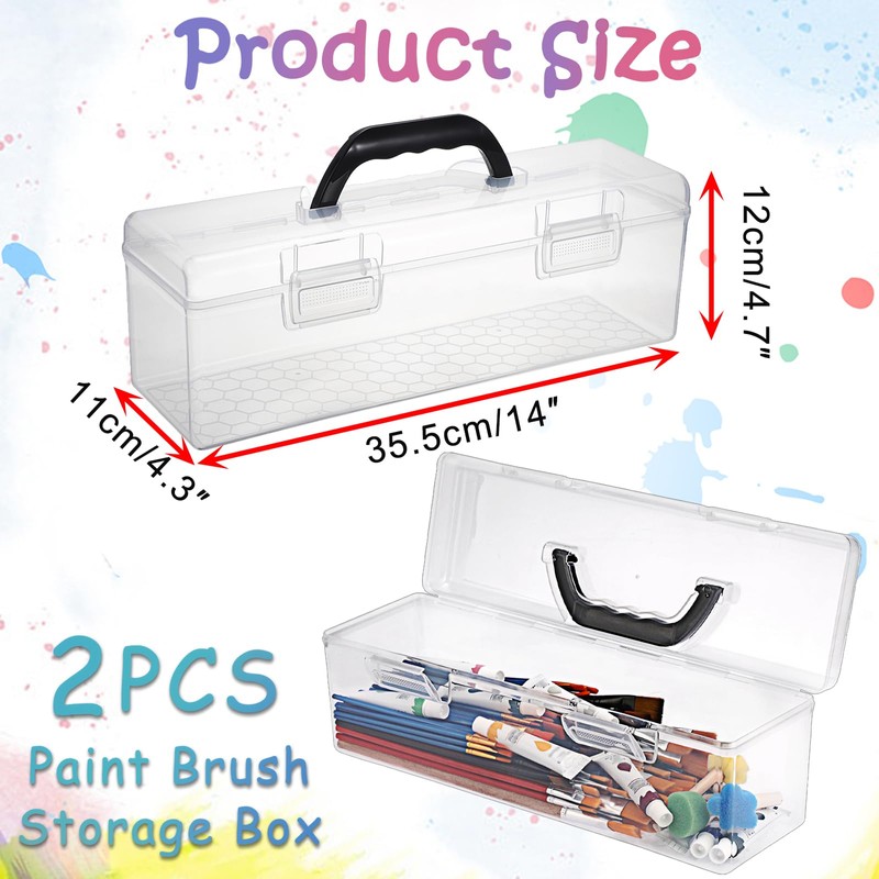 BTSKY 2 Pack Clear Plastic Painting Brush Container with Black